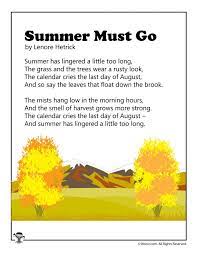 August Poems For Kids Poetry For Kids Kids Poems End Of Summer