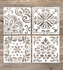 See more ideas about stencils, free stencils, stencils printables. Sl 018m Laser Cut Reusable Stencils Gss Designs Pack Of 4 Stencils Set Tile Stencil Painting On Floor Tiles Wall Fabric Wood Furniture 8x8 Inch Painting Supplies Tools Wall Treatments Tools Umoonproductions Com