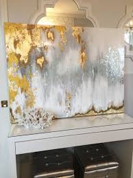 Gray And White Bathroom With Gold Leaf Google Search Large Canvas Painting Gold Leaf Art Abstract