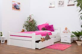 Jugendbett Easy Premium Line K4 Inkl 2 Schubladen Und 1 Abdeckblende 120 X 200 Cm Buche Vollholz Massiv Weiss Lackiert