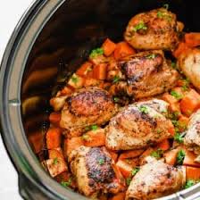 Once cooked, remove the chicken from the slow cooker and shred with 2 forks. Slow Cooker Chicken And Sweet Potato Primavera Kitchen