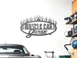 Muscle Car Garage Fire Flames Speed Shop Mancave Sign Plasma Metal Art Gift  Idea