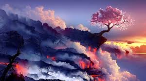 Anime Volcano Wallpaper Landscape Wallpaper Fantasy Landscape Scenery