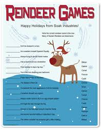 Printable Reindeer Games They Re Like Fun Riddles Who Would You Find Cleaning The Bathroom Christmas Games Christmas Trivia Christmas Party Games