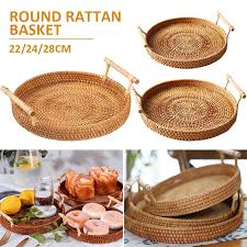 Vintage wicker bed lap breakfast serving tray with 2 side compartments large. Buy Rattan Bread Basket Round Woven Tea Tray With Handles For Serving Dinner Home At Affordable Prices Free Shipping Real Reviews With Photos Joom