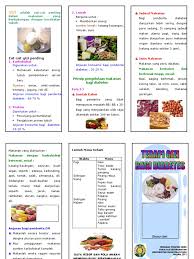 Menu makanan yang sangat disarankan bagi para penderita diabetes adalah makanan yang mengandung karbohidrat kompleks. Leaflet Diet Penderita Diabetes