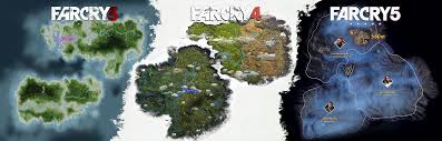 Tons of interesting stuff to find in the mountains and 3 very different zones of the map the thematically fit. Far Cry 3 4 And 5 Map Comparison Farcry
