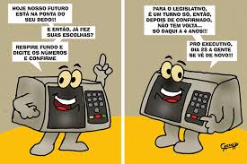 Diminui a possibilidade de fraude nas eleições. A Charge Do Cacinho 07 10 2018