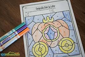 Coloring is a wonderful activity for every little person. Free Princess Cinderella Color By Letter Printable Worksheets