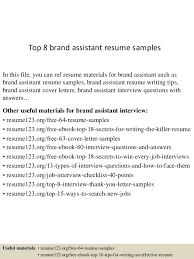 top 8 brand assistant resume samples