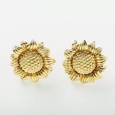 18kt Gold Sunflower Earrings Elizabeth Bruns Inc