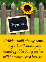 Yellow Sunflower Thank You Card For Birthday Wishes Birthday Greeting Cards By Davia In 2020 Thank You For Birthday Wishes Birthday Wishes Birthday Wishes For Myself