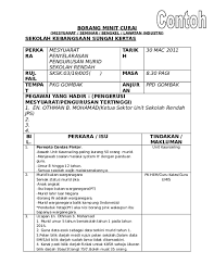 Minit mesyuarat atau minutes of meeting (mom) adalah penting dalam sesebuah mesyuarat kerana ia akan menjadi panduan dan rujukan buat pekerja dan orang yang hadir atau tidak untuk mengetahui hasil keputusan sesuatu mesyuarat. Doc Minit Curai Data Sk Durian Tawar Academia Edu