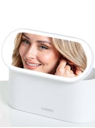 Carmen Portable LED Mirror Cosmetic Storage Case White