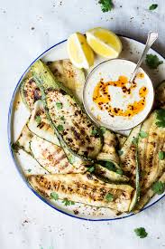 Preheat a grill or grill pan to medium high heat. Spicy Grilled Zucchini With Curried Dip Lazy Cat Kitchen
