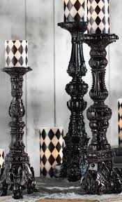 Black And White Candlesticks Tall And Large Ornate Gothic Candlesticks With Black And White Pillar Candles Gothic Candles Gothic Candle Holder Gothic Decor