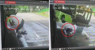 Viral video of the bukit batok bus accident surfaced, showing the moment the bus broke a barrier and fell, almost crushing a man who fell out of the initial impact of the accident. Hmneskr6eivjam