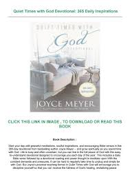 Download full joyce meyer book or read online anytime anywhere, available in pdf, epub and kindle. Download In Pdf Quiet Times With God Devotional 365 Daily Inspirations Pdf By Sewtetgfesfcsdcs Issuu