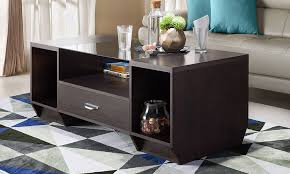 This accent table features a gray, marble table top that pairs beautifully with the dark, espresso table base finish. Espresso 1 Drawer Contemporary Coffee Table From Aed 699 A To Z Furniture