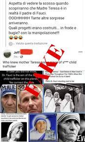 She won a nobel peace. Teresa Di Calcutta Uomo E Altre Bufale Su Anthony Fauci Giornalettismo