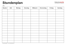Stundenplan Vorlagen Excel Zum Download Ausdrucken Kostenlos