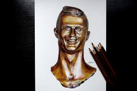 The smile in the sketch also seems very realistic and it's the raw talent of the artist to be so creative with this sketch. Jayugrim Freedraw Colored Pencil Drawing Cristiano Ronaldo Statue