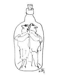State the function of the participle and participial constructions. Man And Woman Are Back To Back Inside A Bottle New Yorker Cartoon Premium Giclee Print William Steig Art Com