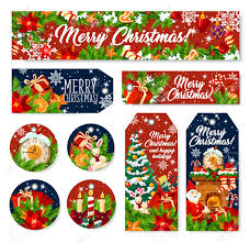 Merry Christmas Holiday Banners And Gift Tag Vector Xmas Tree Royalty Free Cliparts Vectors And Stock Illustration Image 128161830