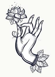 Beautiful High Detailed Buddha S Hand Holding Lotus Flower Indian Buddhism Spiritual Motifs Engraved Vector Art Isolat In 2020 Hand Tattoos Buddhism Tattoo Tattoos