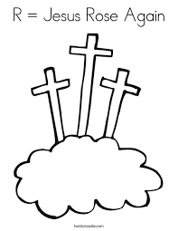 Cross with roses coloring pages. R Jesus Rose Again Coloring Page Twisty Noodle