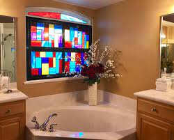 Such graceful window hanging will be highly appreciated by people who are found of art as well as by everyone who loves attractive and stunning decor in the home interior. Contemporary Stained Glass Bathroom Window Winter Garden Fl