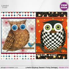 Lineart Baykus Desenli Pirinc Dekopaj Model 2751 Ahsap Hobi Market