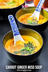 Carrot Ginger Miso Soup Recipe Vegetarian Soup Recipes Vegetarian Recipes Healthy Recipes