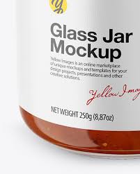 Fig Jam Glass Jar Mockup Front View High Angle Shot In Jar Mockups On Yellow Images Object Mockups