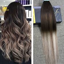 Brazilian Balayage Ombre Dark Brown Ash Blonde Pu Tape In Human Hair Extensions Ugea Straightbund Dark Ombre Hair Brown Hair Pictures Tape In Hair Extensions