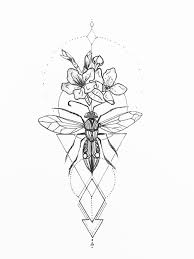 Hand drawn cute bee and flowers. Geometric Bee Tattoo Drawing Novocom Top