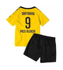 Borussia Dortmund Paco Alcacer 9 Detske Domaci Dres 2019 20 Kratky Rukav Trenyrky In 2020 Kids Football Kits Dortmund Borussia Dortmund