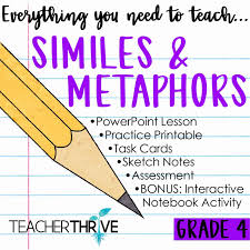 If you need more help with similes, check out this helpful list of simile. Fourth Grade Grammar Similes And Metaphors Teacher Thrive