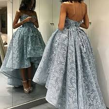 هالدرجه من الأزرق جميله وحبيتها في الفساتين غير عن الألوان المعتاده تصميم الفستان كيوت وال Fancy Prom Dresses Lace Evening Dresses High Low Prom Dresses