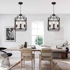 Melucee 4 Light Farmhouse Chandelier Foyer Lighting Oil Rubbed Bronze Finish Bird Cage Lantern Pendant Lights Hallway Farmhouse Touches