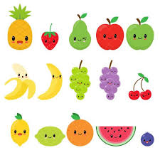 Kawaii Fruit Cute Fruit Clipart Happy Fruit Clip Art Etsy Kawaii Fruit Fruit Clipart Fruit Birthday