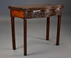 The standard size of a folding card table is generally about 36 inches across, but they can go as large as 96 inches plus. Late 19thc Chippendale Style Mahogany Serpentine Shaped Card Table