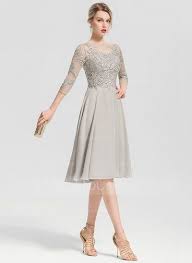 Jjshouse A Line Scoop Neck Knee Length Chiffon Cocktail Dress With Beading Appliques Lace In 2020 Dresses Fashion Dresses Chiffon