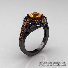 Italian 14k Black Gold 1 0 Ct Orange Sapphire By Designmasters 2259 Black Diamond Ring Engagement Sapphire Engagement Ring Blue Pink Sapphire Ring Engagement
