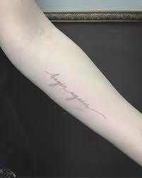 By East Iz Singleneedle Fineline Tattoo East Ssc Shamrocksocialclub Eastiz Script Beginagain Single Needle Tattoo Tattoo Fonts Inspirational Tattoos