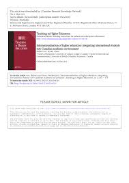 Who's who is a nationally recognized award. Pdf Internationalisation Of Higher Education Integrating International Students Into Canadian Academic Environment