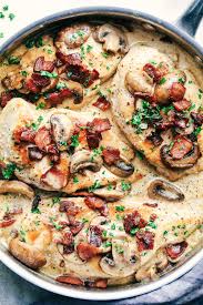 Creamy Balsamic Mushroom Bacon Chicken Has The Most Amazing Creamy Balsamic Mushroom Sauce With Tender And Ju Leckere Rezepte Mit Fleisch Rezepte Essensrezepte