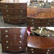 Antique Mahogany Bowed Georgian Chest Of Draws The Chest Pictured Before And After Restoration With Repair Buffet Furniture Oval Plates Furniture Restoration