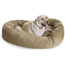 1 Piece Khaki Brown Extra Large 52 Inches Comfort Pet Bed Light Brown Color Donut Style Oval Plush Dog Bedding Bolster Cushion Luxu Dog Bed Plush Dog Pet Bed