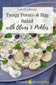 Low Fodmap Tangy Potato Egg Salad With Olives Pickles Fodmap Everyday Recipe Fodmap Recipes Potato Salad With Egg Low Fodmap Recipes